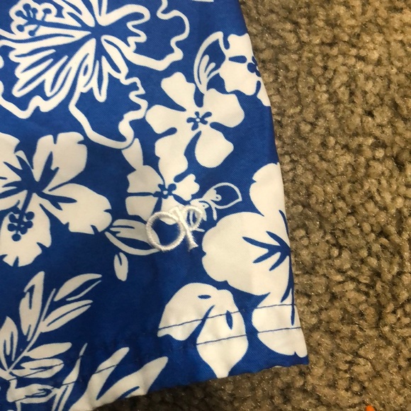 18M Op brand swim trunks, blue with white flowers - Picture 3 of 5